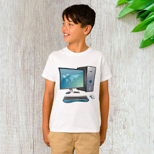 Camiseta Computador desktop com monitor, teclado e mouse