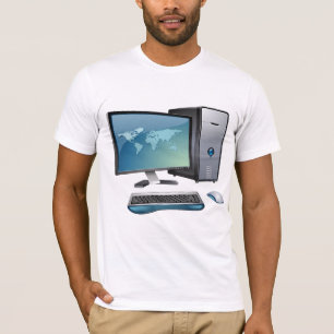 Camiseta Computador desktop com monitor, teclado e mouse