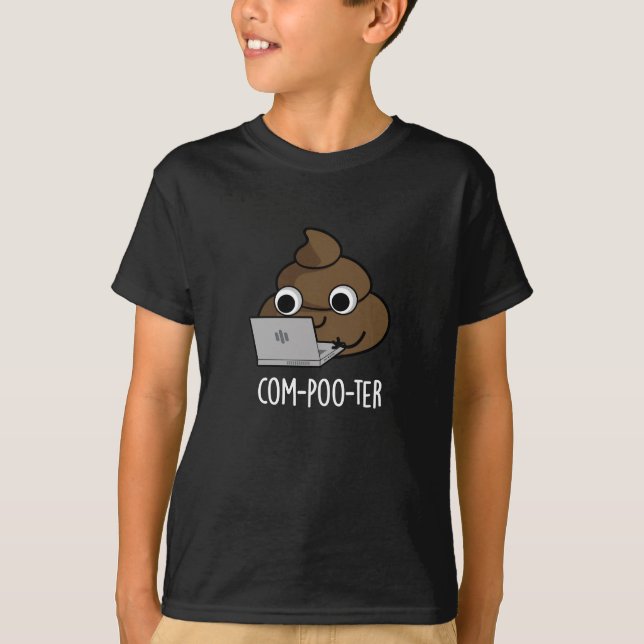 Camiseta Computador Engraçado Com-Poo Poop Dark BG (Frente)