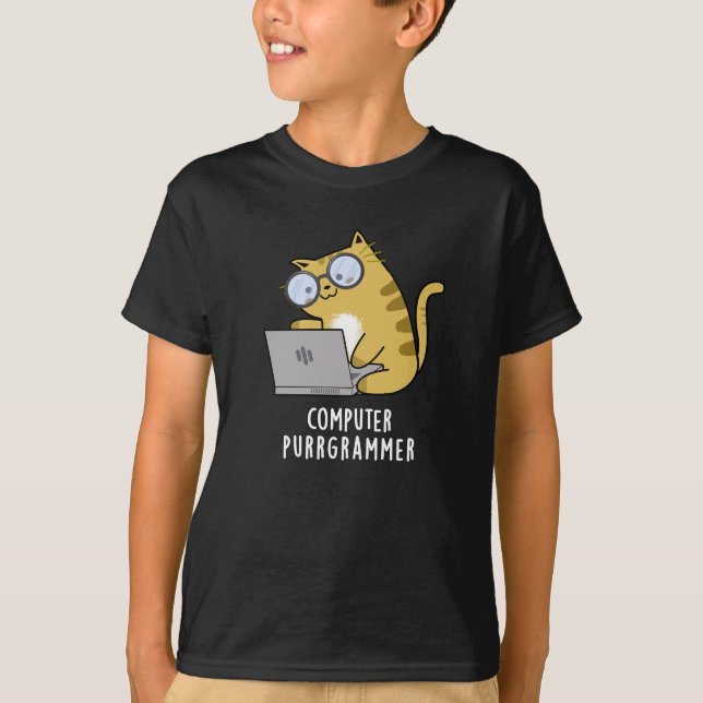 Camiseta Computador Purr-grammer Gato Engraçado Gato Pun Es (Frente)