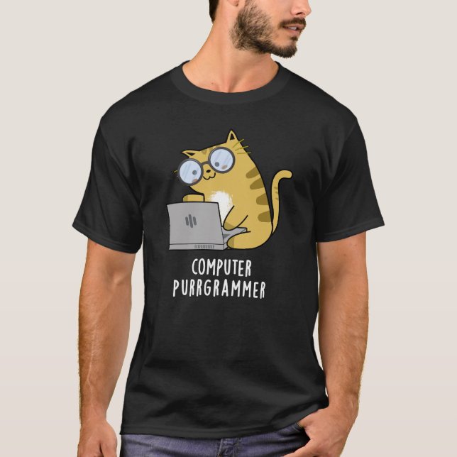 Camiseta Computador Purr-grammer Gato Engraçado Gato Pun Es (Frente)