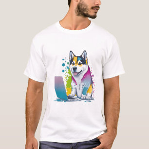 Camiseta Computador rouco Rainbow Watercolor Proteção técni