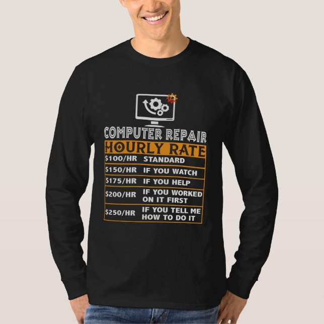 Camiseta Computer Repair Hourly Rate Computer Repair Job Ma (Frente)