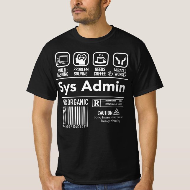 Camiseta Computer System Administrator Unix Linux Sys Admin (Frente)