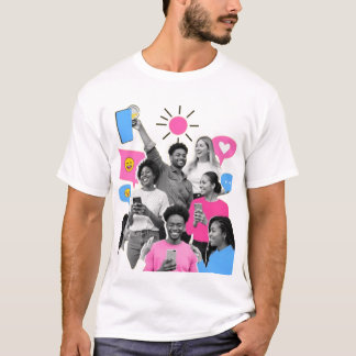 Camiseta Comunicação das mídias sociais e Pessoas felizes