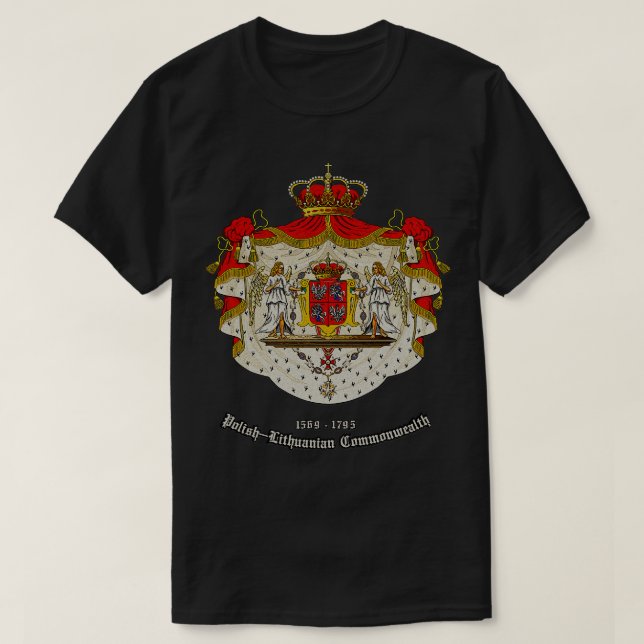 Camiseta Comunidade PolonesaLituana Casaco Real de armas (Frente do Design)