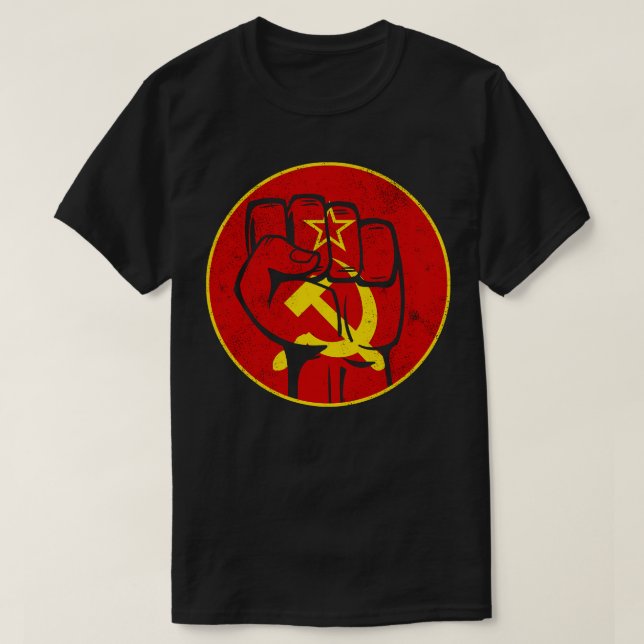 Camiseta Comunismo União Soviética Fist Hammer Fickle (Frente do Design)