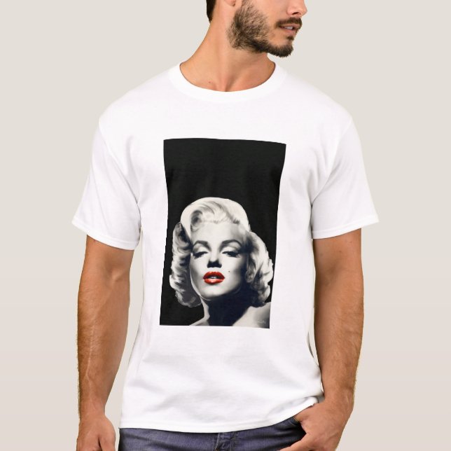 Camiseta CON24BW-V4 lábios vermelhos Marilyn em BLACK.tif (Frente)