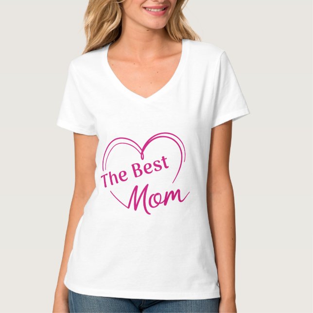 Camiseta con cuello en V The Best Mom (Frente)