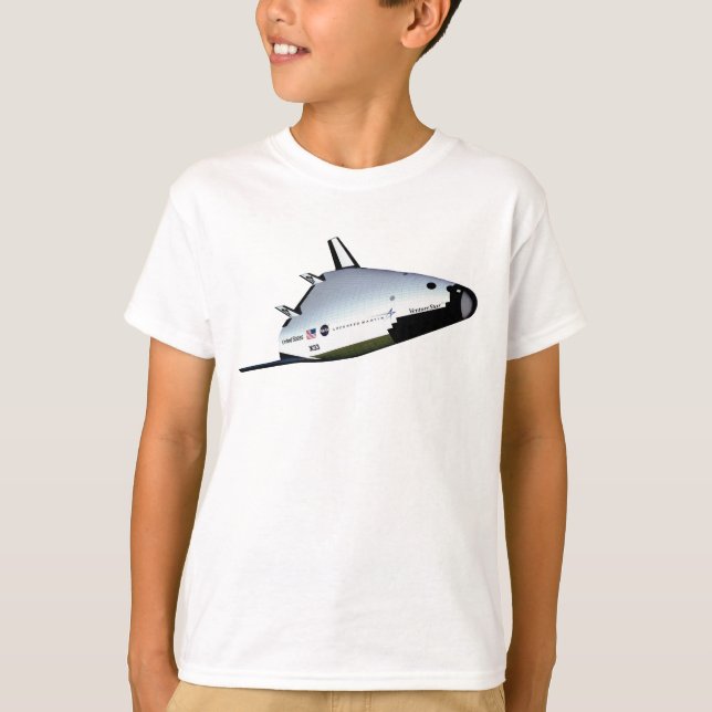 Camiseta Conceito da NASA de Veículo Lançador Reutilizável  (Frente)