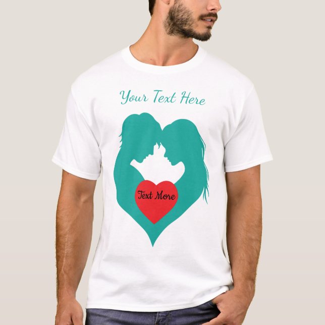 Camiseta Conceito de Amor e Romance com Elementos de Coraçã (Frente)