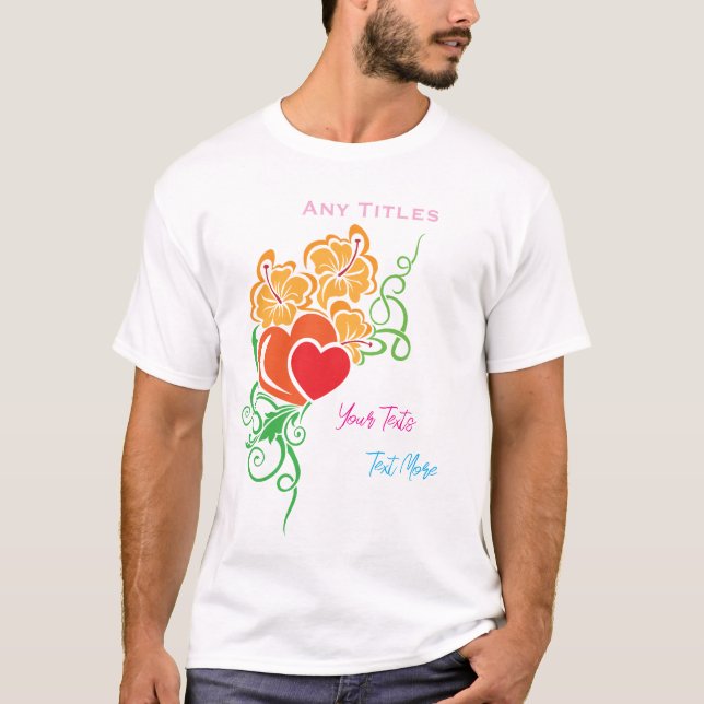 Camiseta Conceito de Design de Amor e Romance com Elementos (Frente)