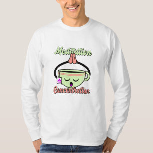 Camiseta Concentração de Meditação Café Cute Mug Kawai