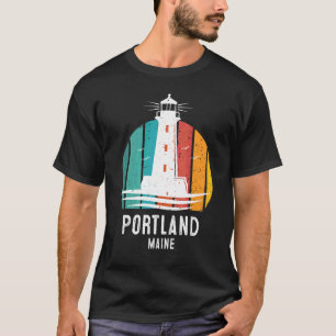 Camiseta Concepção de Farol Vintage Retro Portland Maine