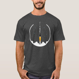 Camiseta Concert Band de Clarinete Engraçado Foguete Banda