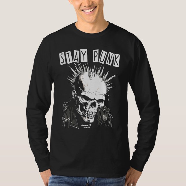 Camiseta Concerto de Punk Rock Caveira Esqueleto Mohawk Moh (Frente)