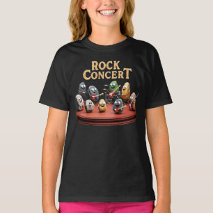 Camiseta Concerto de Rock - Banda de Rochas Tocando Instrum