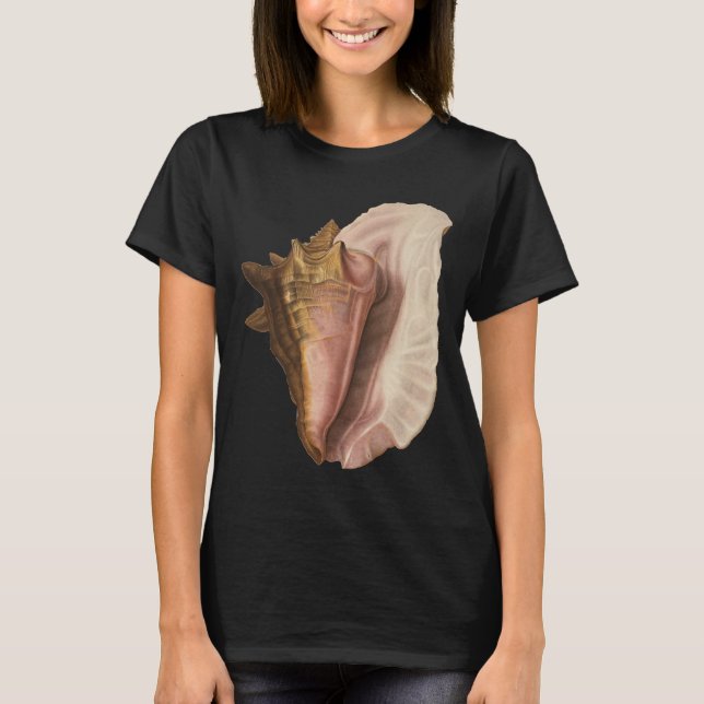Camiseta Concha de Concha Rainha, Vida Marinha Vintage (Frente)