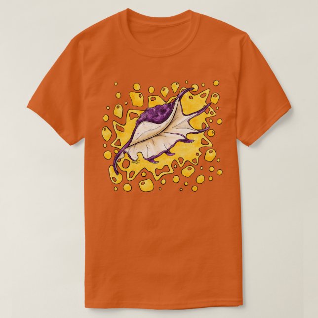Camiseta Concha de conchas roxas com concha de aranha de co (Frente do Design)