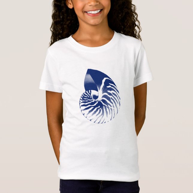 Camiseta Concha de Nautilus - azul marinho e branco (Frente)