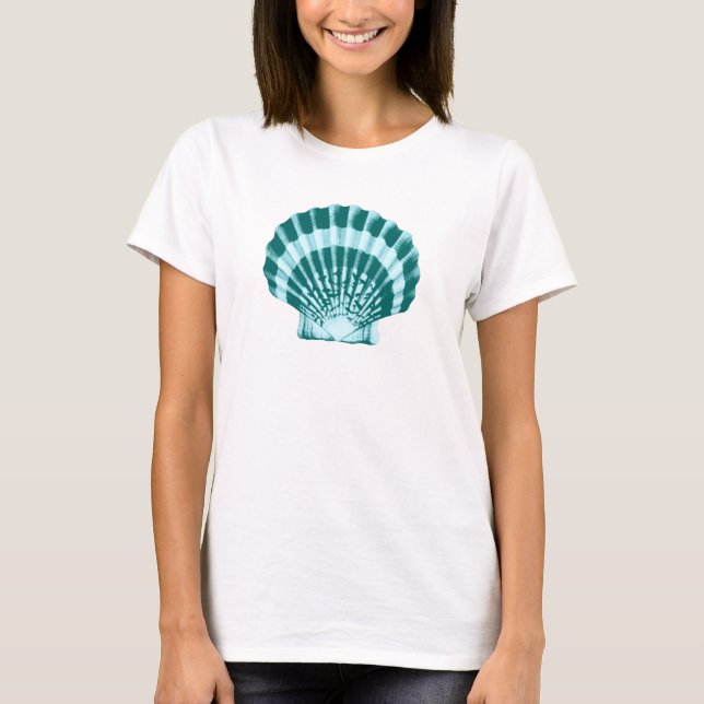 Camiseta Concha - Tons de azul turquesa (Frente)