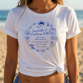 Camiseta Conchas Marinhas & Sininhos de Casamento Festa de