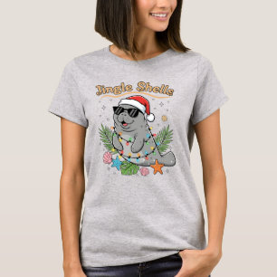 Camiseta Conchas Tilintantes Natal Tropical Peixe-boi Papai