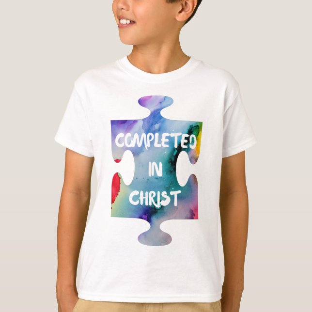 Camiseta Concluído no Design Quebra-cabeça Piece do Cristo (Frente)