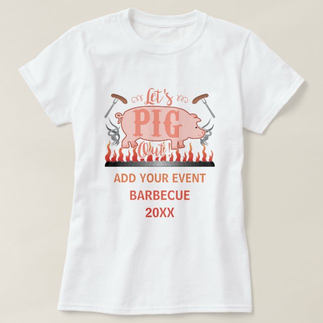 Camiseta Concurso Barbecue Pig Funny Grill Personalizado (Frente do Design)