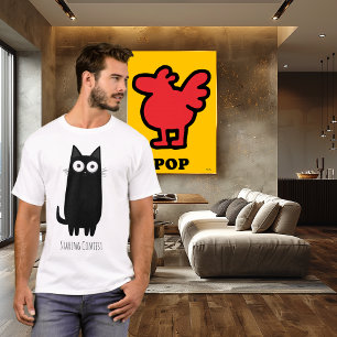 Camiseta Concurso de Olhar de Gato Preto Engraçado   Humor 