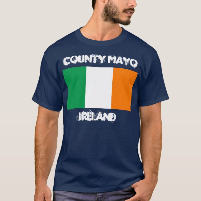 Camiseta Condado Mayo, Ireland com bandeira irlandesa (Frente)