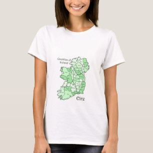 Camiseta Condados de t-shirt do mapa de Ireland