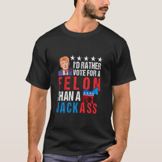 Camiseta Condenado Felon 2024 Eu Voto Preferencialmente Par