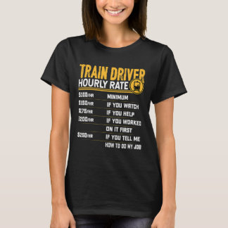 Camiseta Condutor de Comboio com Taxa Horária Locomotiva Fe