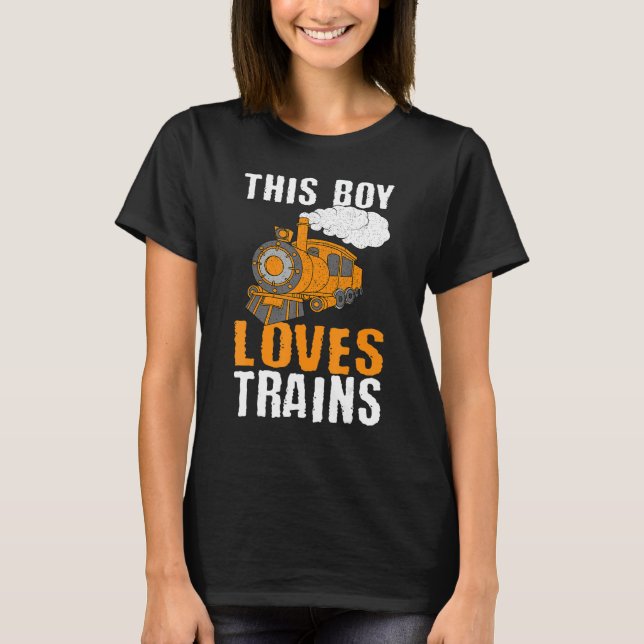 Camiseta Condutor Express Rail Transport Freight Boy Loves (Frente)