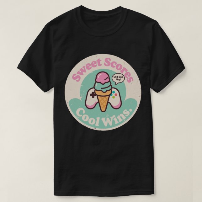 Camiseta Cone de Sobremesa de Controle de Jogo Estilo Retrô (Frente do Design)