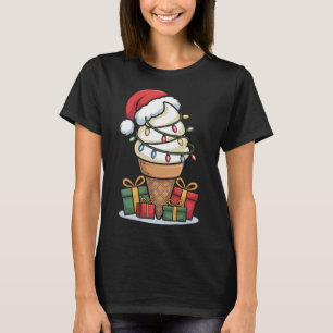 Camiseta Cone de Sorvete das Luzes de Natal com Des de Papa