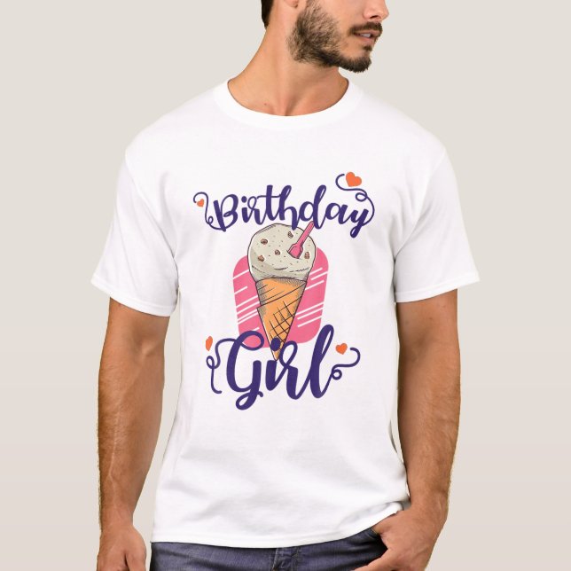 Camiseta Cone de Sorvete de Biscoito de Aniversário Present (Frente)