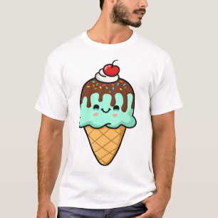 Camiseta Cone de Sorvete de Menta Kawaii