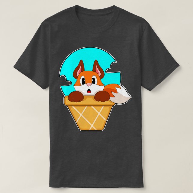 Camiseta cone de Sorvete de raposa (Frente do Design)