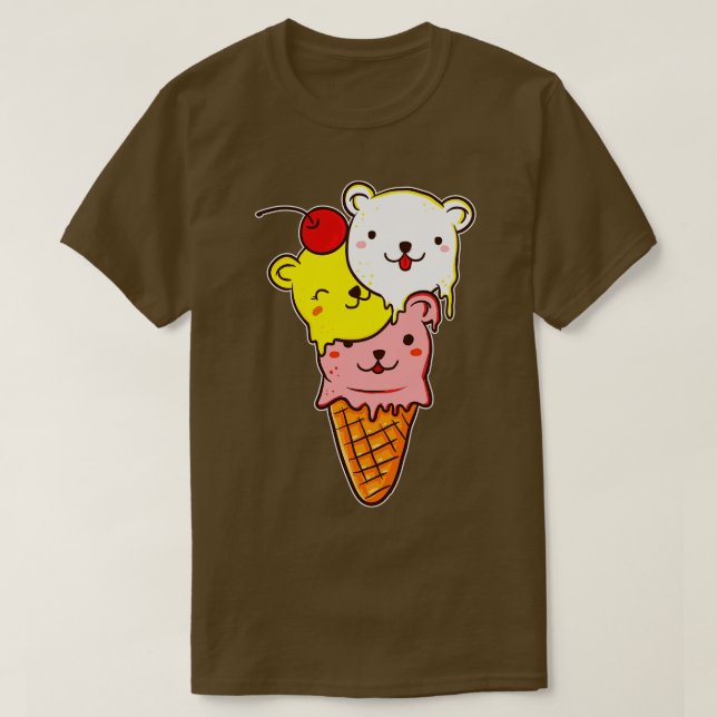 Camiseta Cone de Sorvete de Ursos-Cuja (Frente do Design)