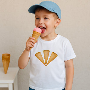Camiseta Cone de Sorvete de Waffle Triplo Sobremesa de Verã