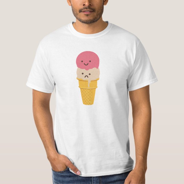 Camiseta Cone de Sorvete Feliz e Triste (Frente)