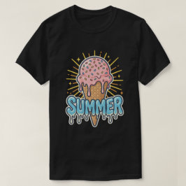 Camiseta Cone de Sorvete Rosa Derretendo - férias de verão
