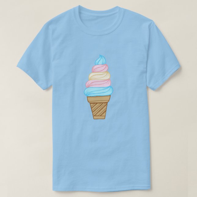 Camiseta Cone de Sorvete Soft de Orgulho Transgênero LGBTQ (Frente do Design)