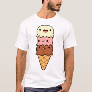 Camiseta Cone de Sorvete Triplo Kawaii