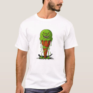 Camiseta Cone de Sorvete Verde Monstro Assustador Derretend