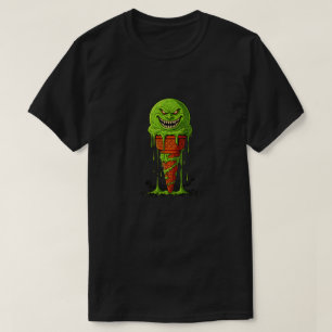 Camiseta Cone de Sorvete Verde Monstruoso Assustador Pingan