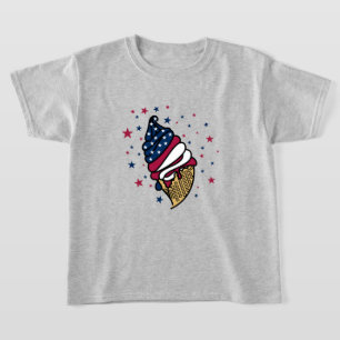Camiseta Cone de Sorvete Vermelho Branco Azul sorveteDelici