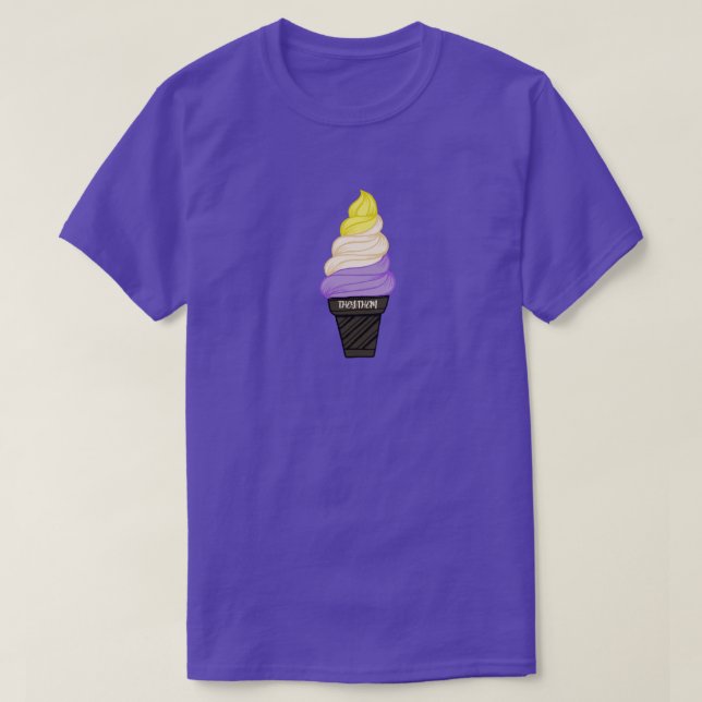 Camiseta Cone de Sorvetes não binários LGBTQIA+ (Frente do Design)